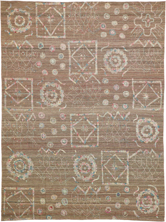 9 x 12 Vintage Uzbek Afghan Kilim Rug 80101