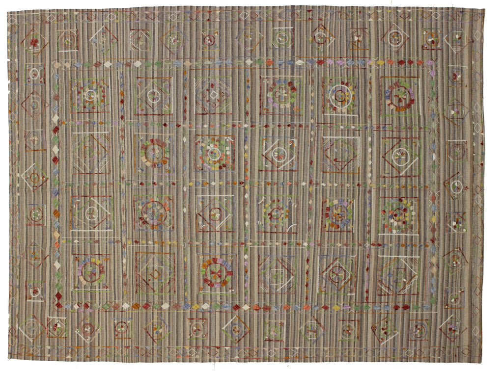 9 x 12 Vintage Uzbek Afghan Kilim Rug 80103
