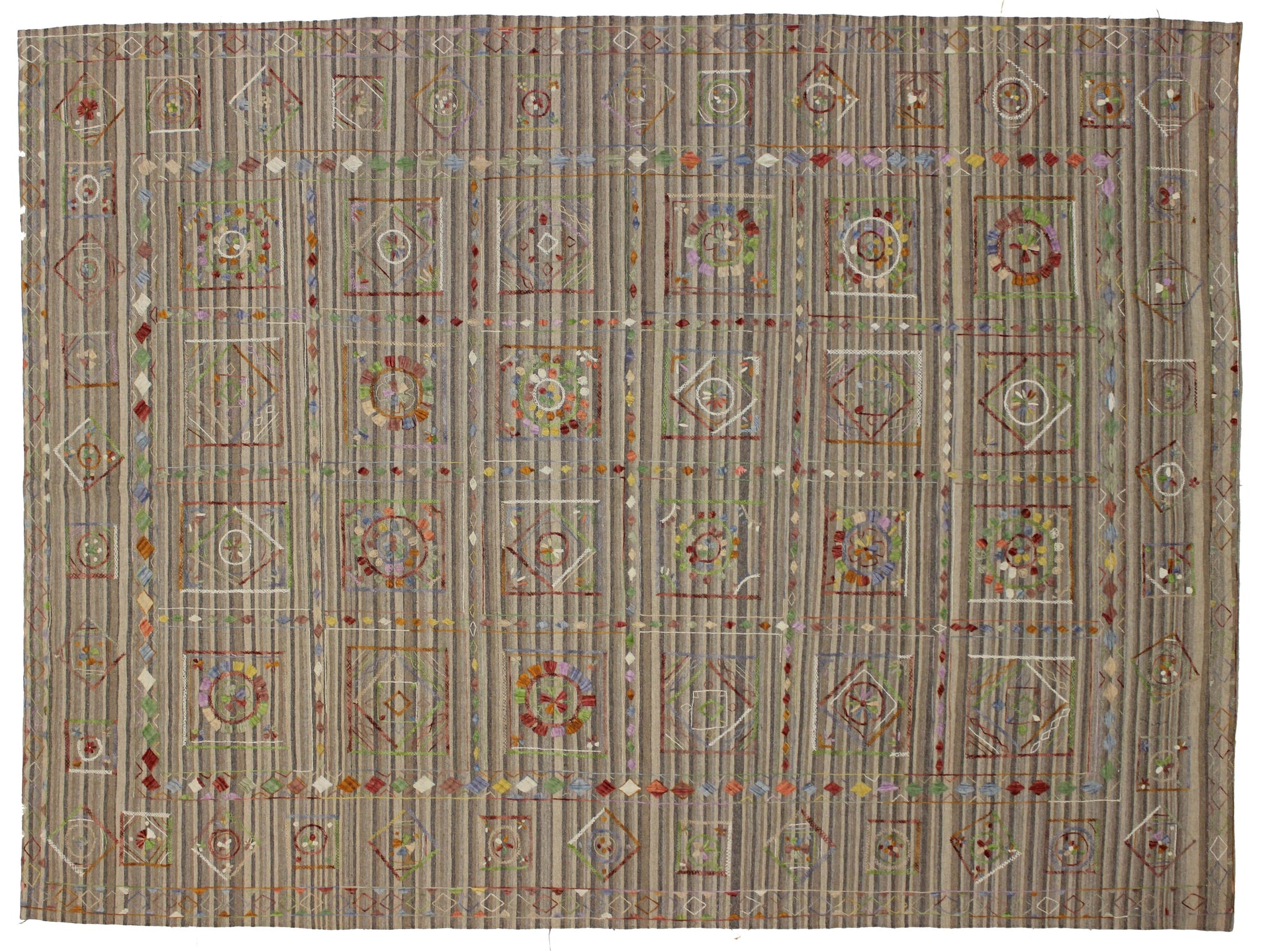 9 x 12 Vintage Uzbek Afghan Kilim Rug 80103