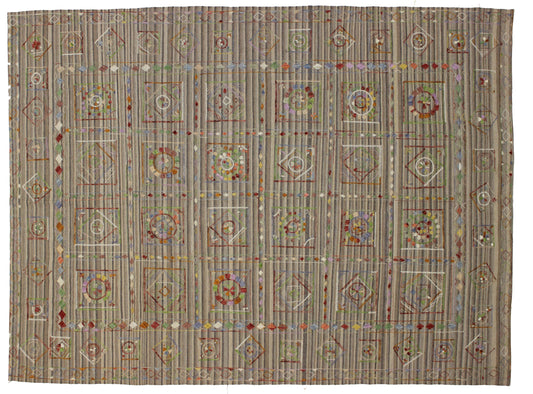9 x 12 Vintage Uzbek Afghan Kilim Rug 80103