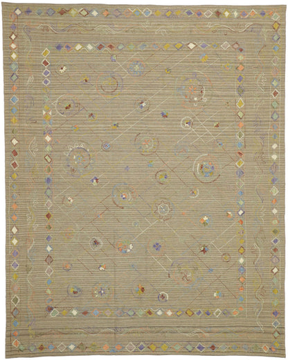 8 x 10 Vintage Uzbek Afghan Kilim Rug 80106