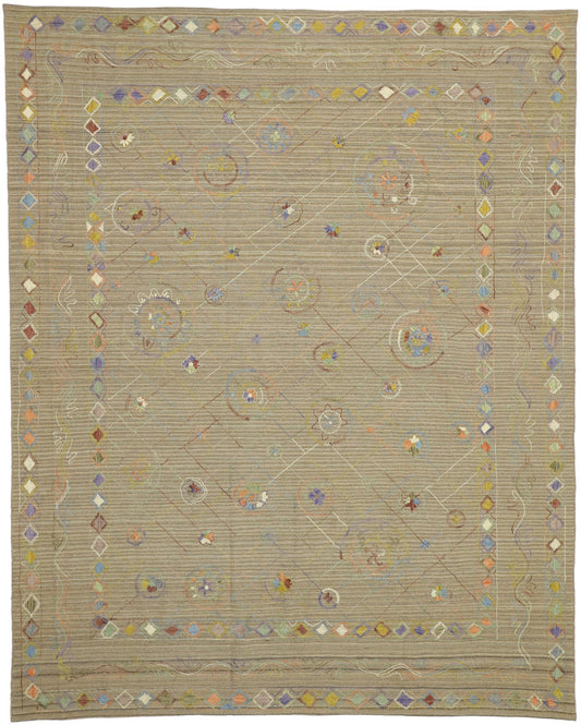 8 x 10 Vintage Uzbek Afghan Kilim Rug 80106