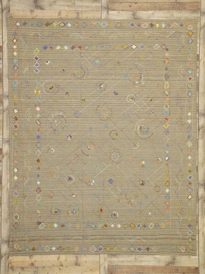 8 x 10 Vintage Uzbek Afghan Kilim Rug 80106