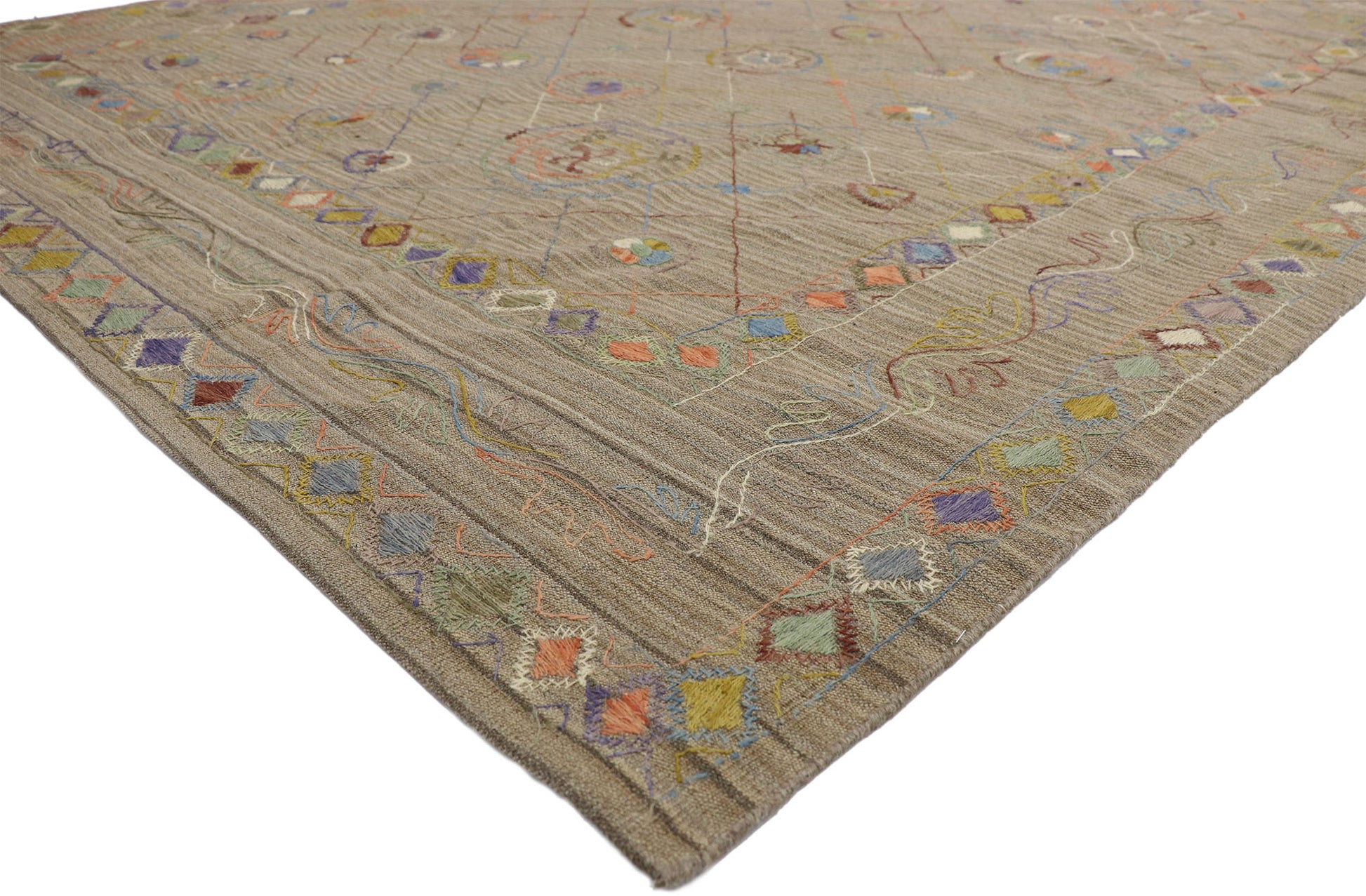 8 x 10 Vintage Uzbek Afghan Kilim Rug 80106