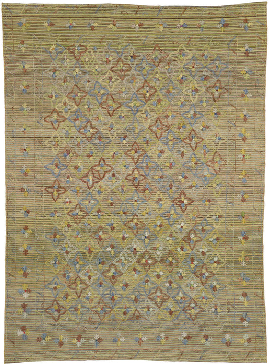 7 x 9 Vintage Uzbek Afghan Kilim Rug 80110