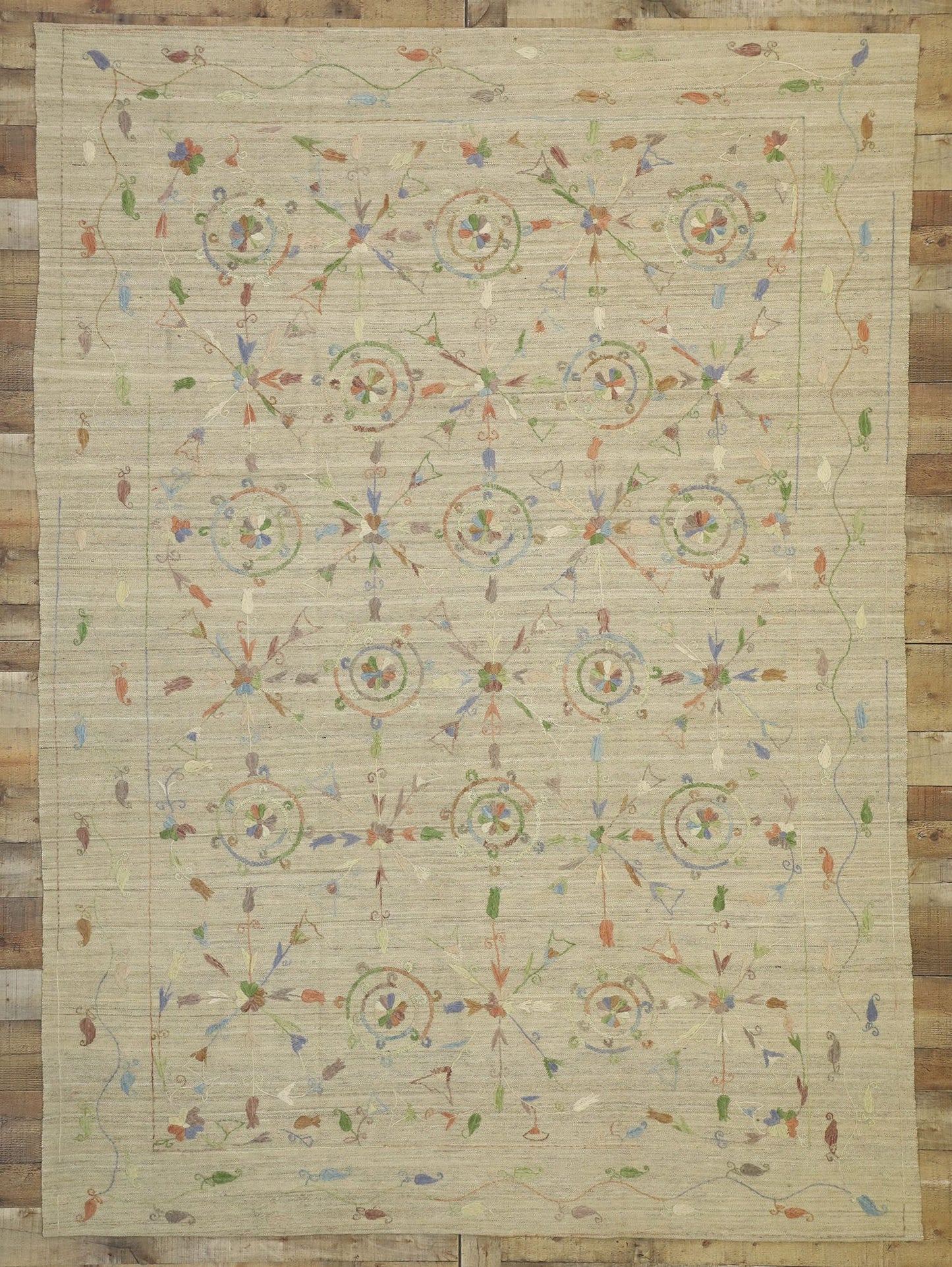 7 x 9 Vintage Uzbek Afghan Kilim Rug 80112