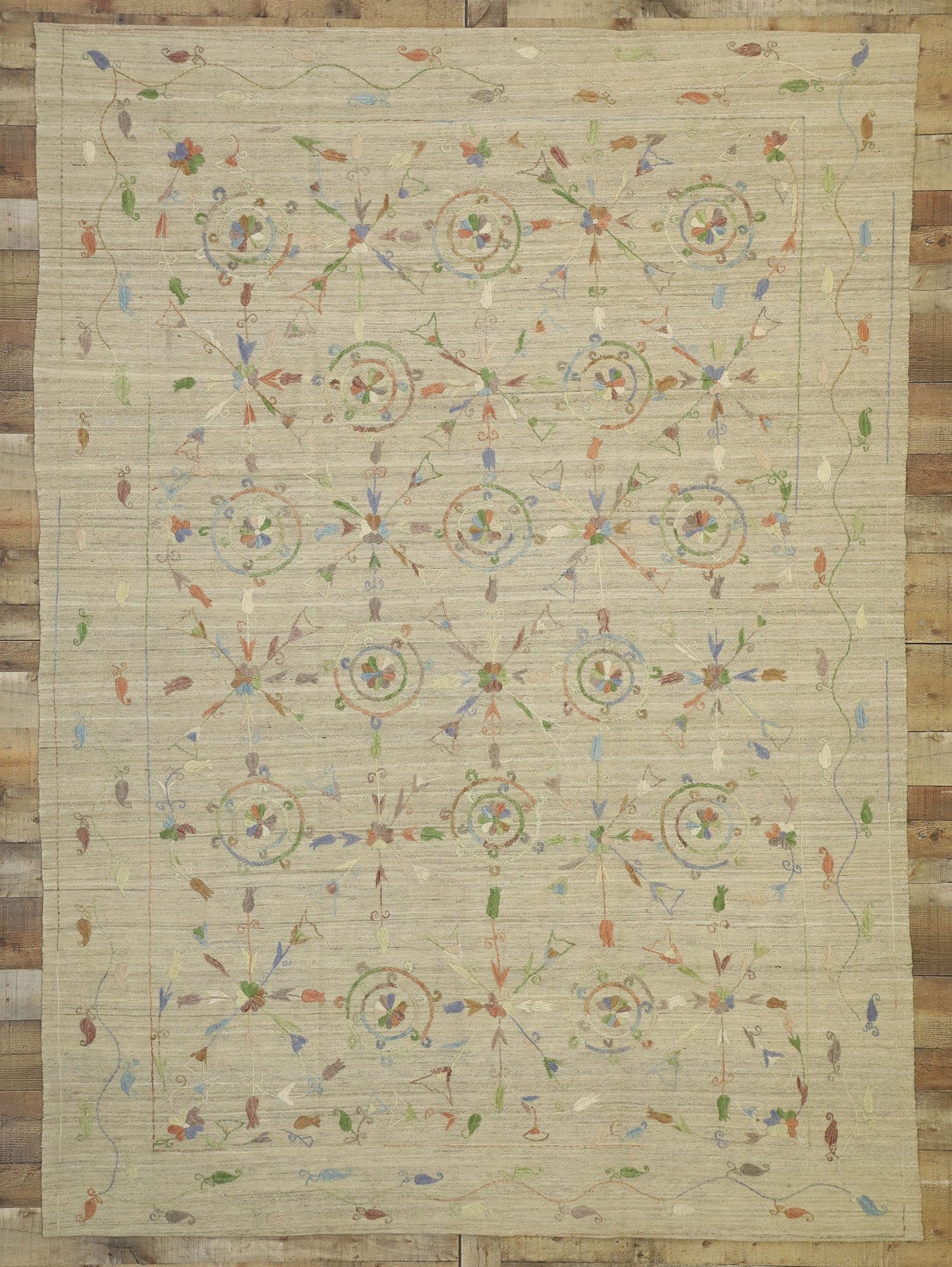 7 x 9 Vintage Uzbek Afghan Kilim Rug 80112