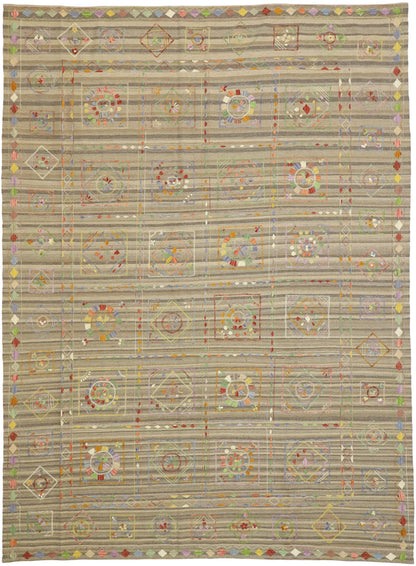 9 x 12 Vintage Uzbek Afghan Kilim Rug 80113