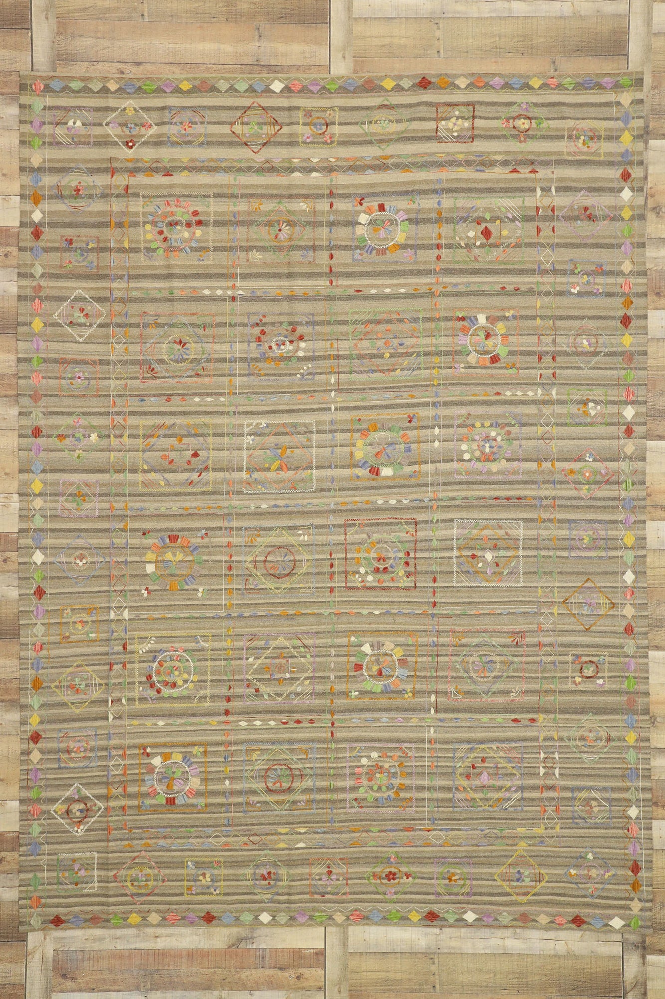 9 x 12 Vintage Uzbek Afghan Kilim Rug 80113