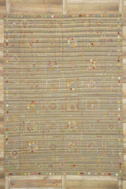 9 x 12 Vintage Uzbek Afghan Kilim Rug 80113