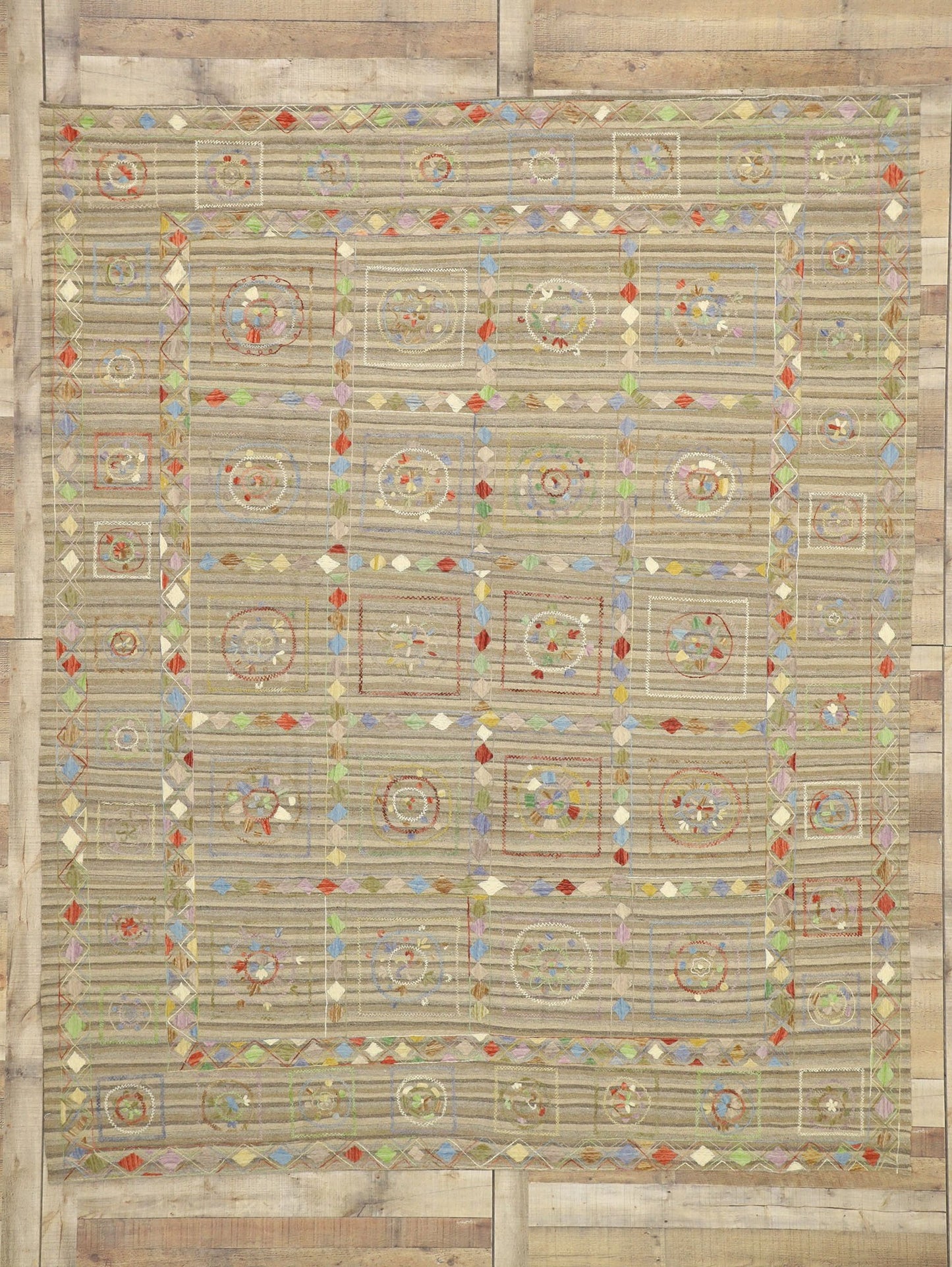 8 x 10 Vintage Afghan Uzbek Kilim Rug 80114