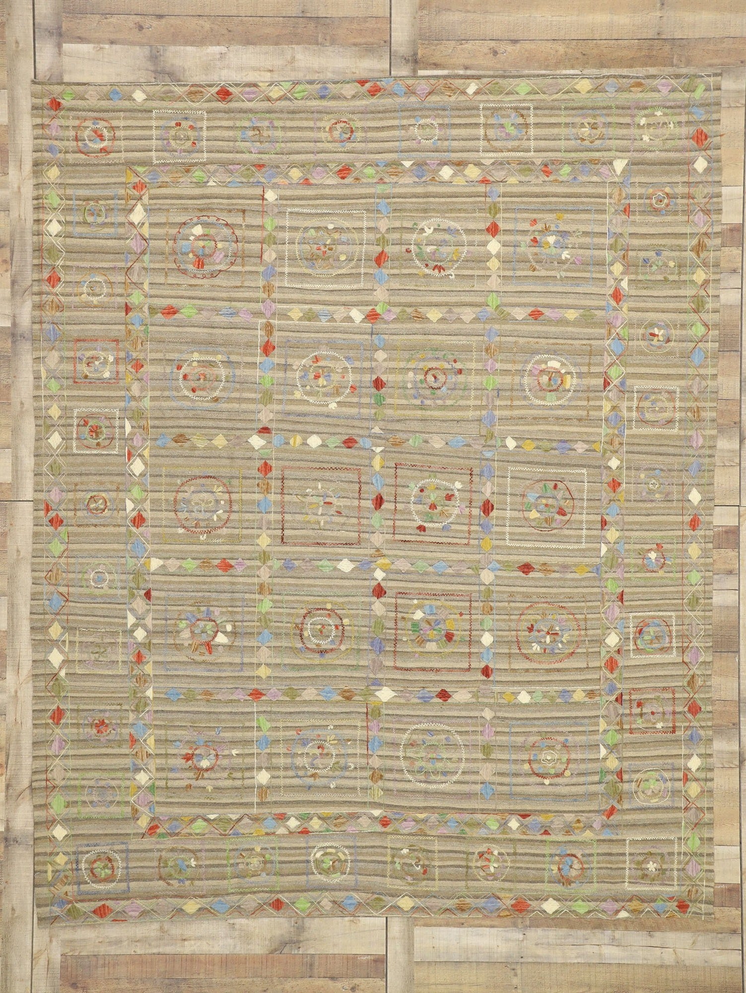 8 x 10 Vintage Afghan Uzbek Kilim Rug 80114
