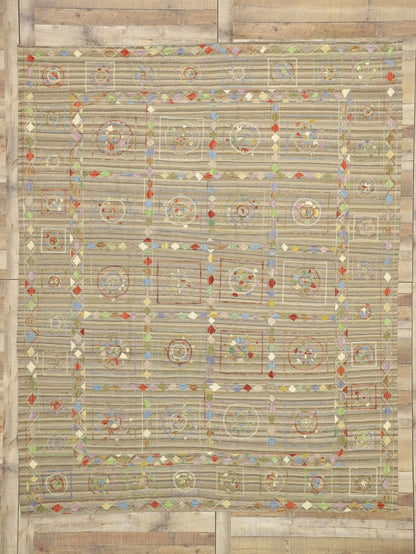 8 x 10 Vintage Afghan Uzbek Kilim Rug 80114