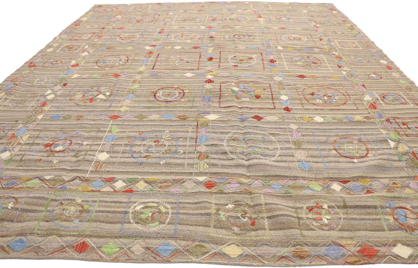 8 x 10 Vintage Afghan Uzbek Kilim Rug 80114