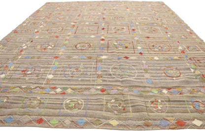8 x 10 Vintage Afghan Uzbek Kilim Rug 80114