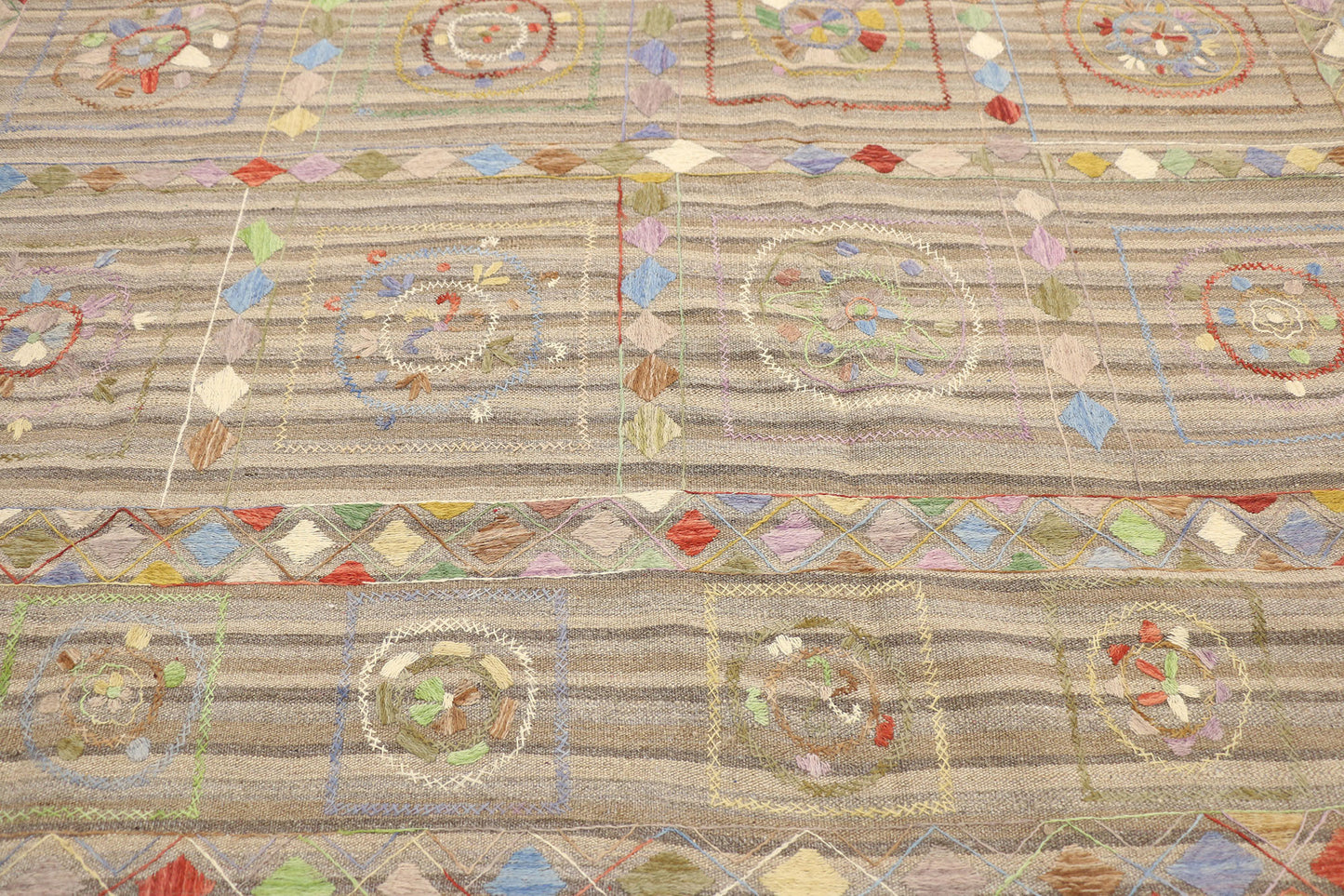 8 x 10 Vintage Afghan Uzbek Kilim Rug 80114