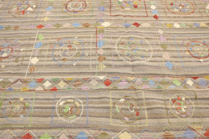 8 x 10 Vintage Afghan Uzbek Kilim Rug 80114