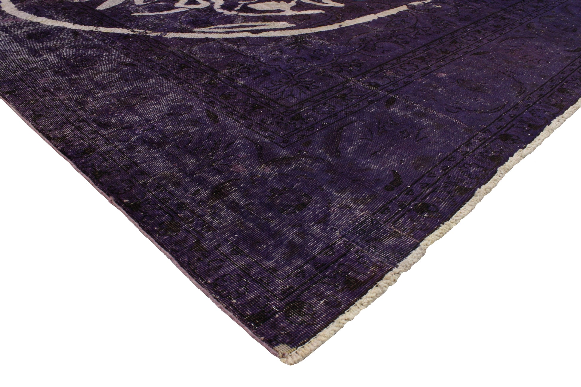 10 x 13 Vintage Distressed Purple Overdyed Skull Rug 80246