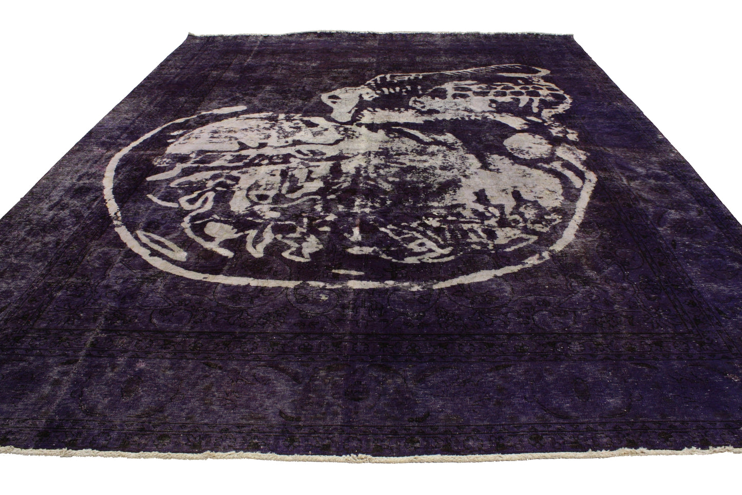 10 x 13 Vintage Distressed Purple Overdyed Skull Rug 80246