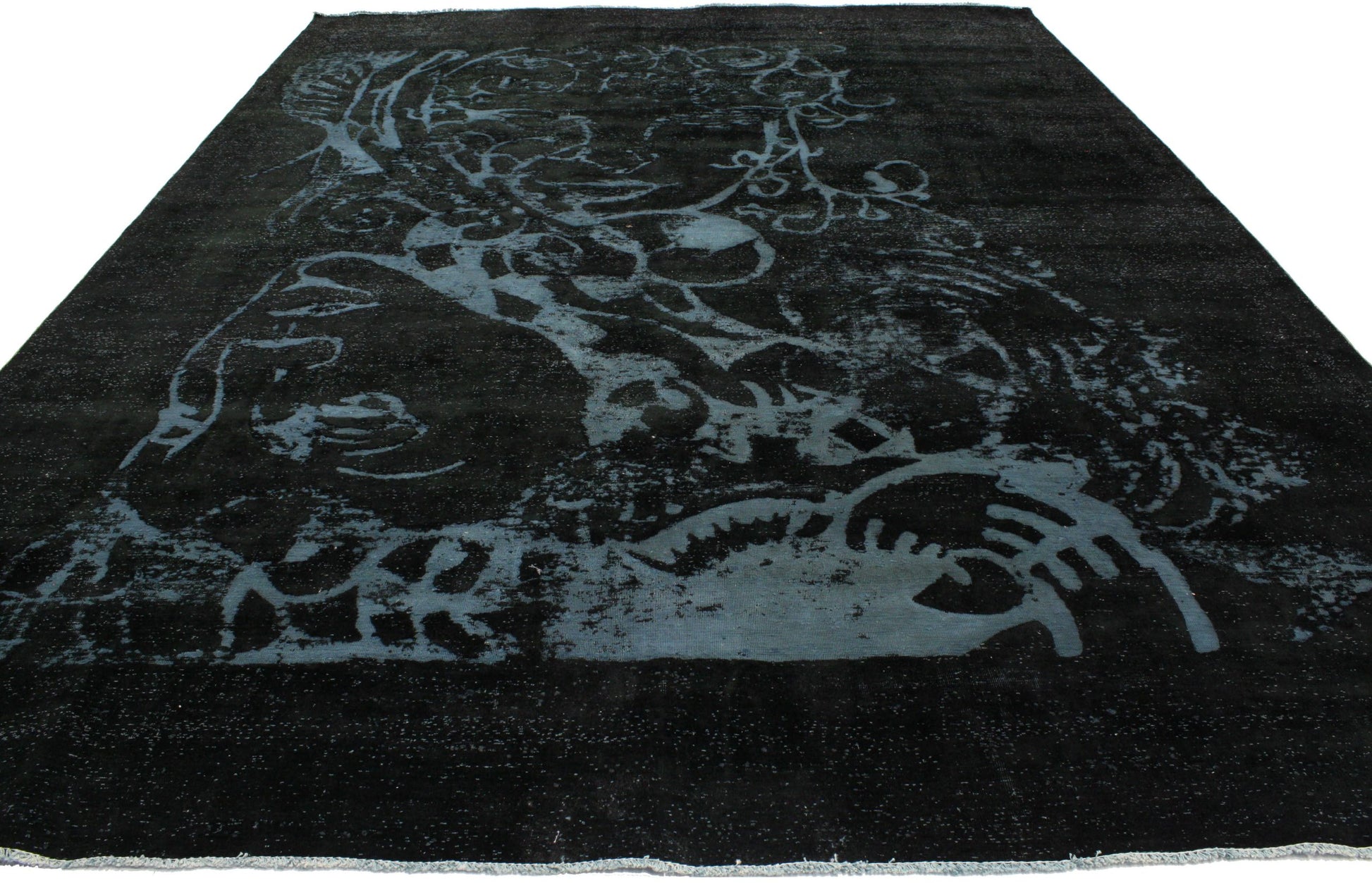 9 x 13 Vintage Persian Black Overdyed Rug 80247