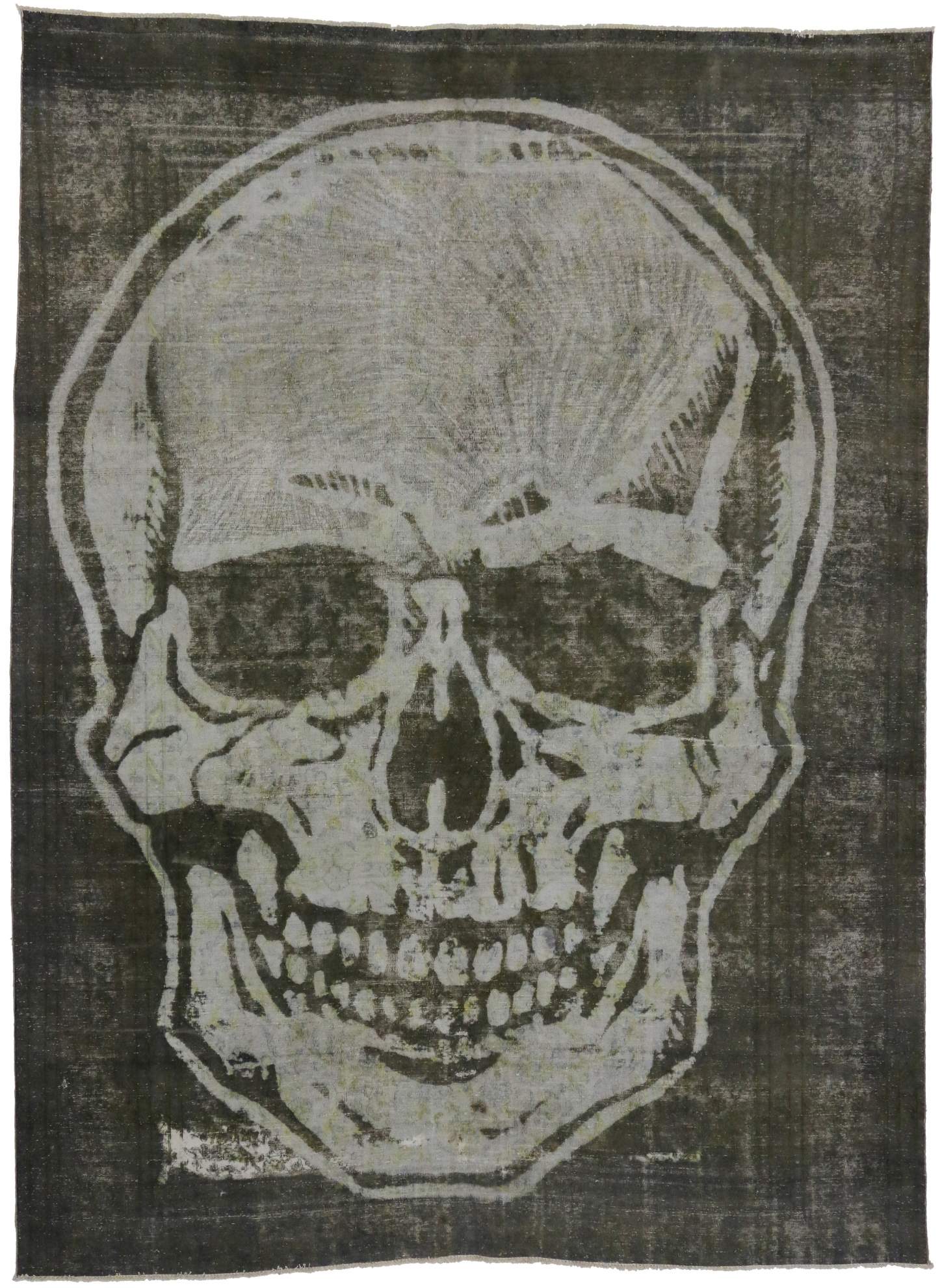 9 x 12 Vintage Overdyed Skull Rug 80251