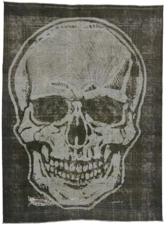9 x 12 Vintage Overdyed Skull Rug 80251