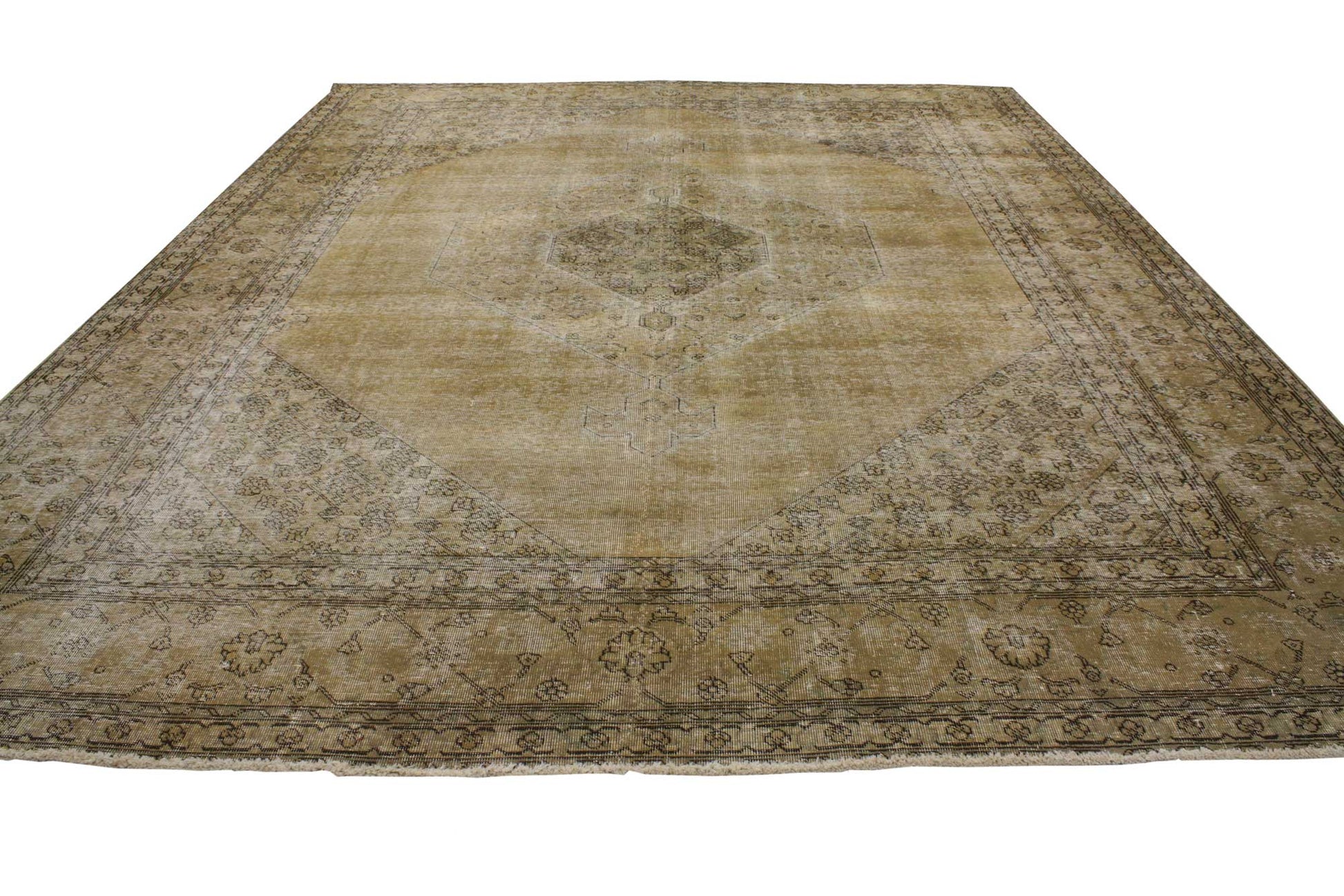 10 x 12 Distressed Vintage Persian Tabriz Rug 80309