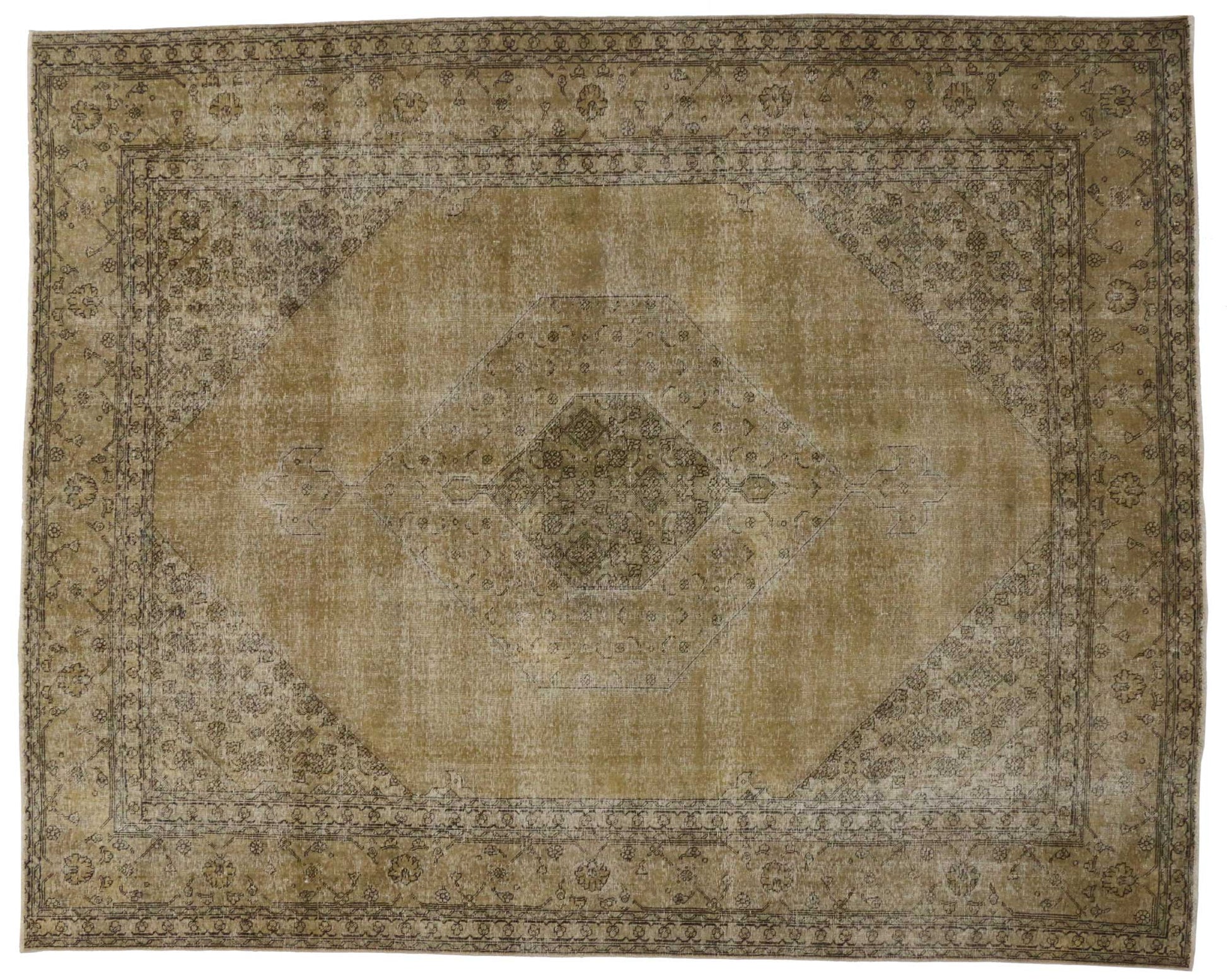 10 x 12 Distressed Vintage Persian Tabriz Rug 80309