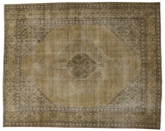 10 x 12 Distressed Vintage Persian Tabriz Rug 80309