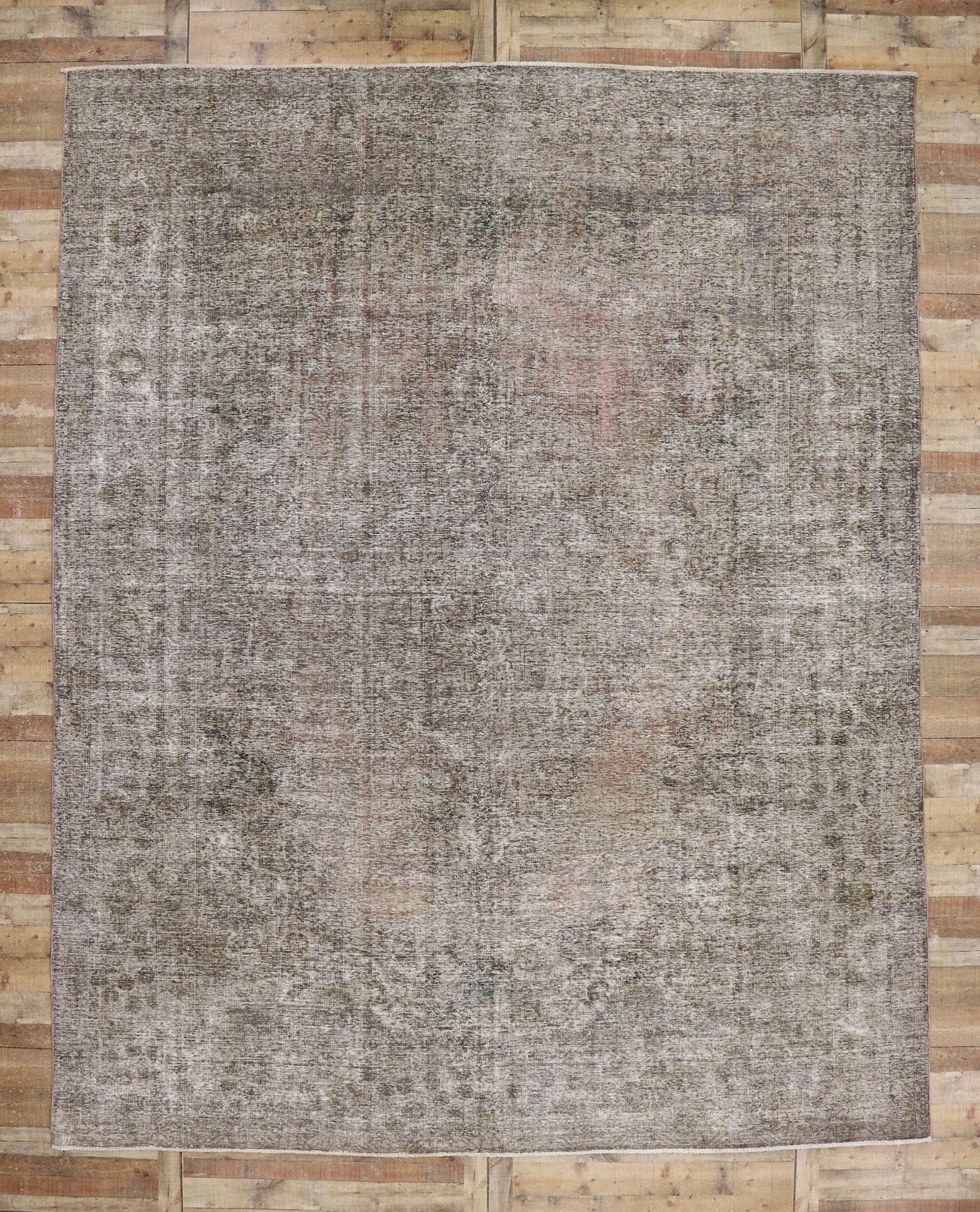 11 x 14 Distressed Vintage Persian Tabriz Rug 80322