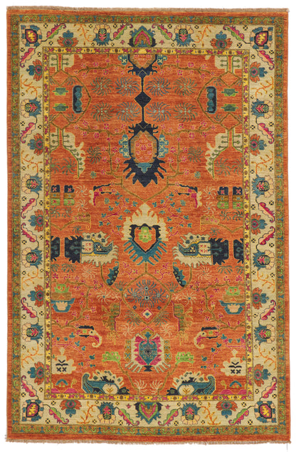 6 x 9 Contemporary Orange Oushak Rug 80356