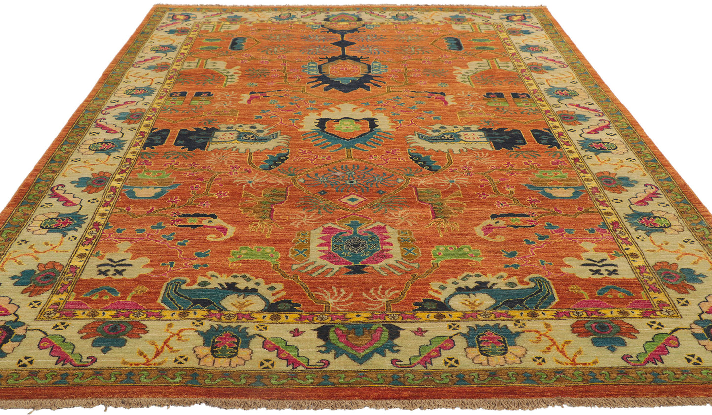 6 x 9 Contemporary Orange Oushak Rug 80356