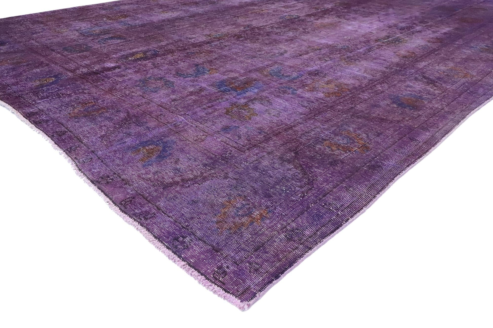 10 x 12 Vintage Distressed Purple Overdyed Rug 80416