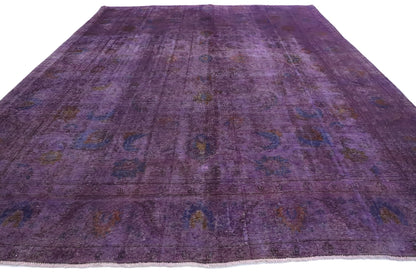 10 x 12 Vintage Distressed Purple Overdyed Rug 80416