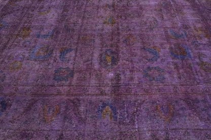 10 x 12 Vintage Distressed Purple Overdyed Rug 80416