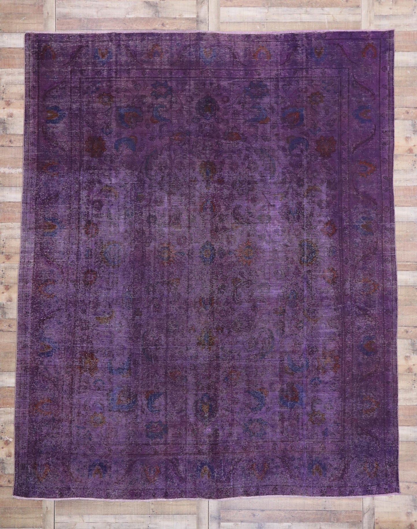 10 x 12 Vintage Distressed Purple Overdyed Rug 80416