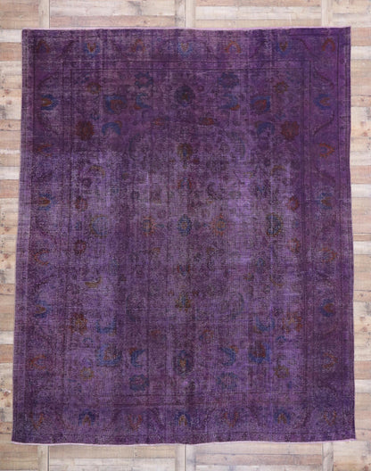 10 x 12 Vintage Distressed Purple Overdyed Rug 80416