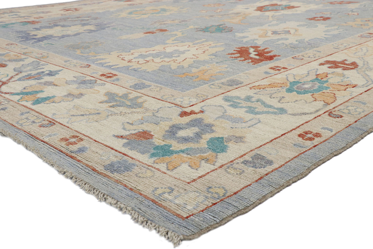 9 x 12 Colorful Blue Oushak Rug 80551