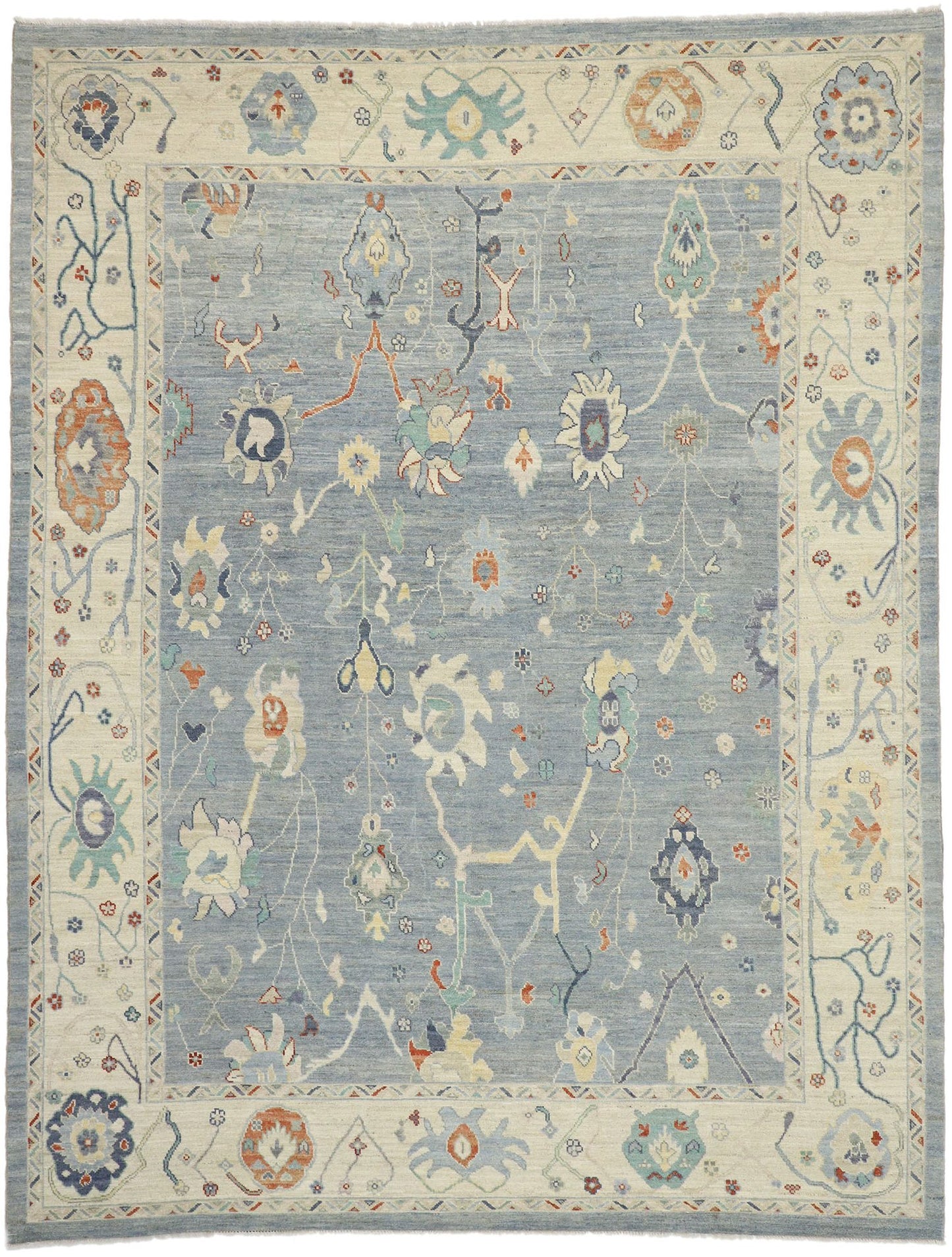 10 x 13 Colorful Blue Oushak Rug 80554