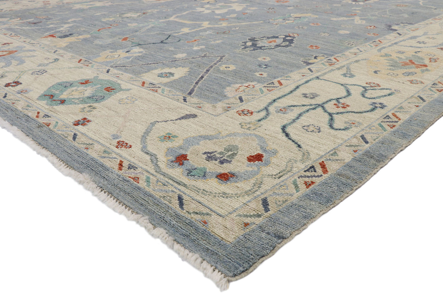 10 x 13 Colorful Blue Oushak Rug 80554