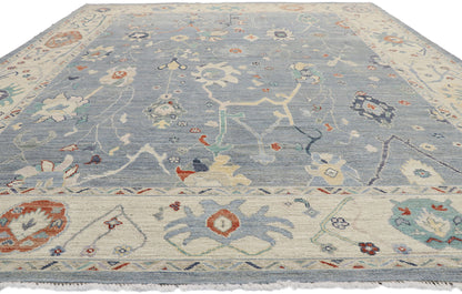 10 x 13 Colorful Blue Oushak Rug 80554