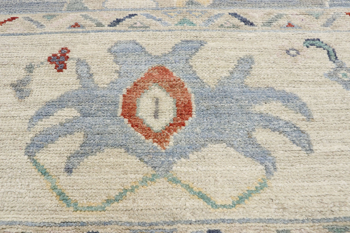 10 x 13 Colorful Blue Oushak Rug 80554