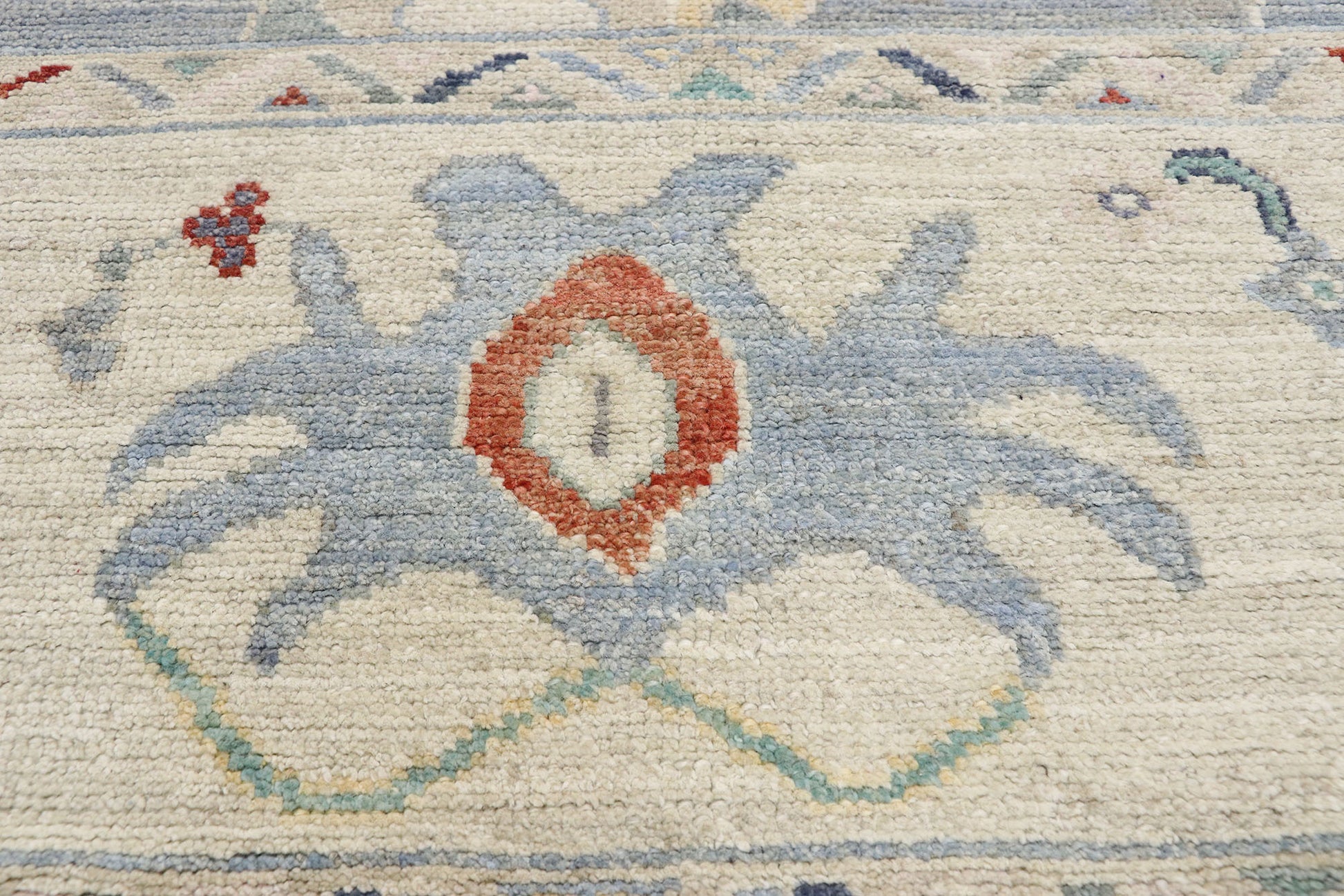 10 x 13 Colorful Blue Oushak Rug 80554