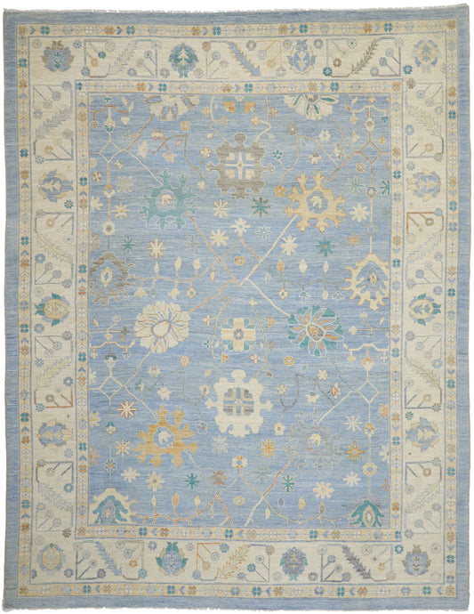 12 x 15 Colorful Blue Oushak Rug 80555
