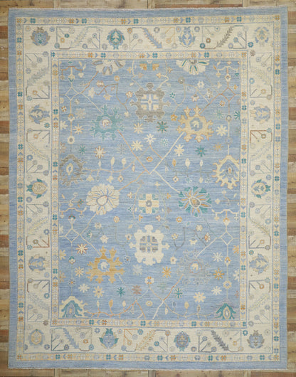 12 x 15 Colorful Blue Oushak Rug 80555