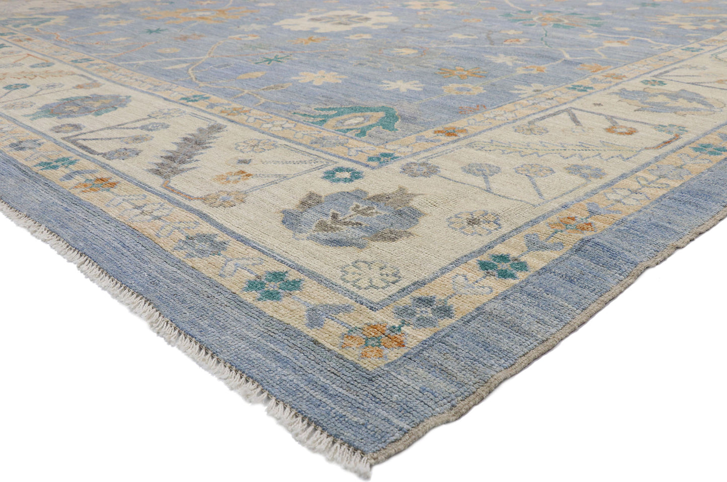 12 x 15 Colorful Blue Oushak Rug 80555