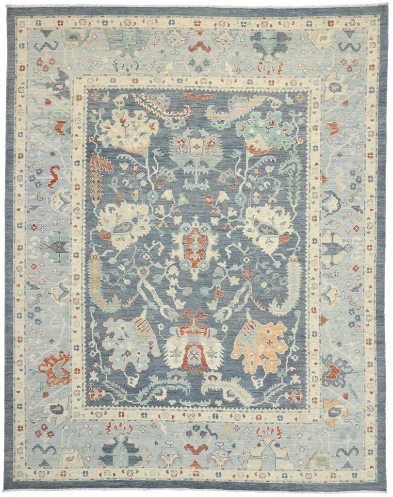 12 x 15 Colorful Blue Oushak Rug 80558