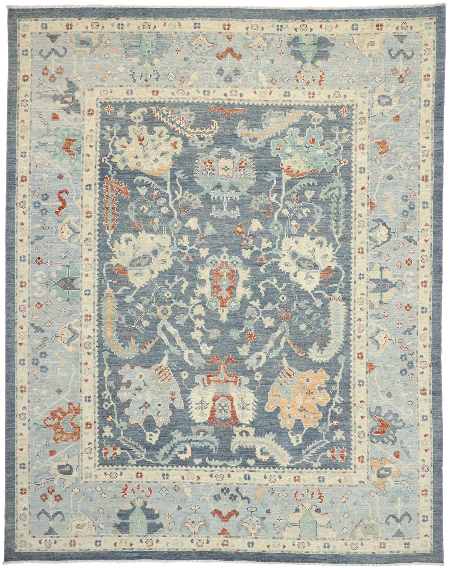 12 x 15 Colorful Blue Oushak Rug 80558