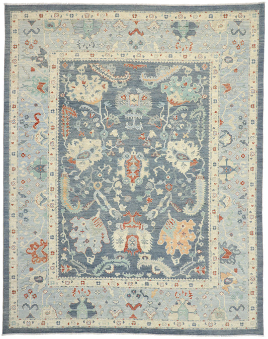 12 x 15 Colorful Blue Oushak Rug 80558
