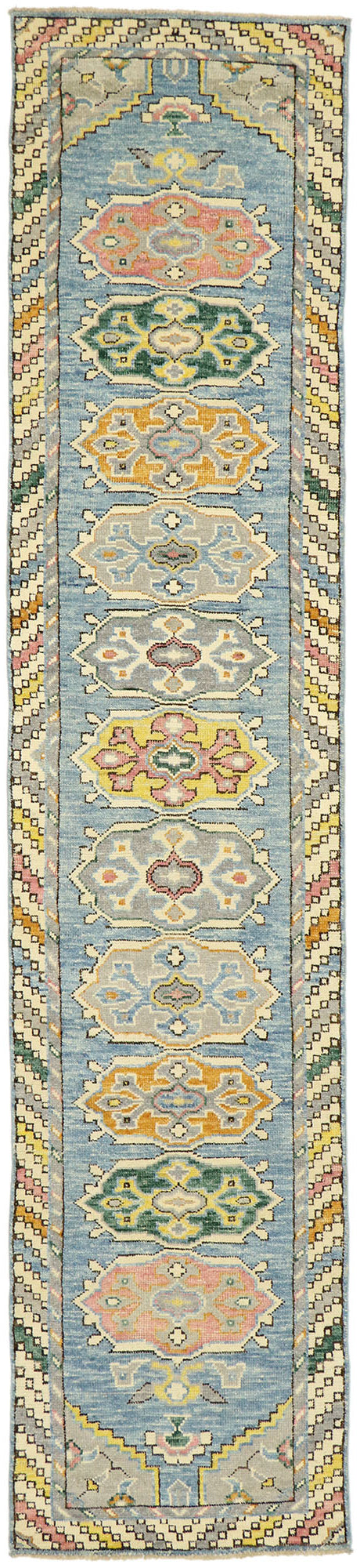 3 x 12 Contemporary Colorful Oushak Runner 80590